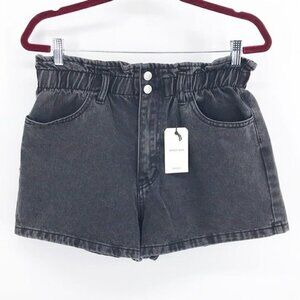Forever 21 Faded Black Paperbag Denim Shorts Size 30 New